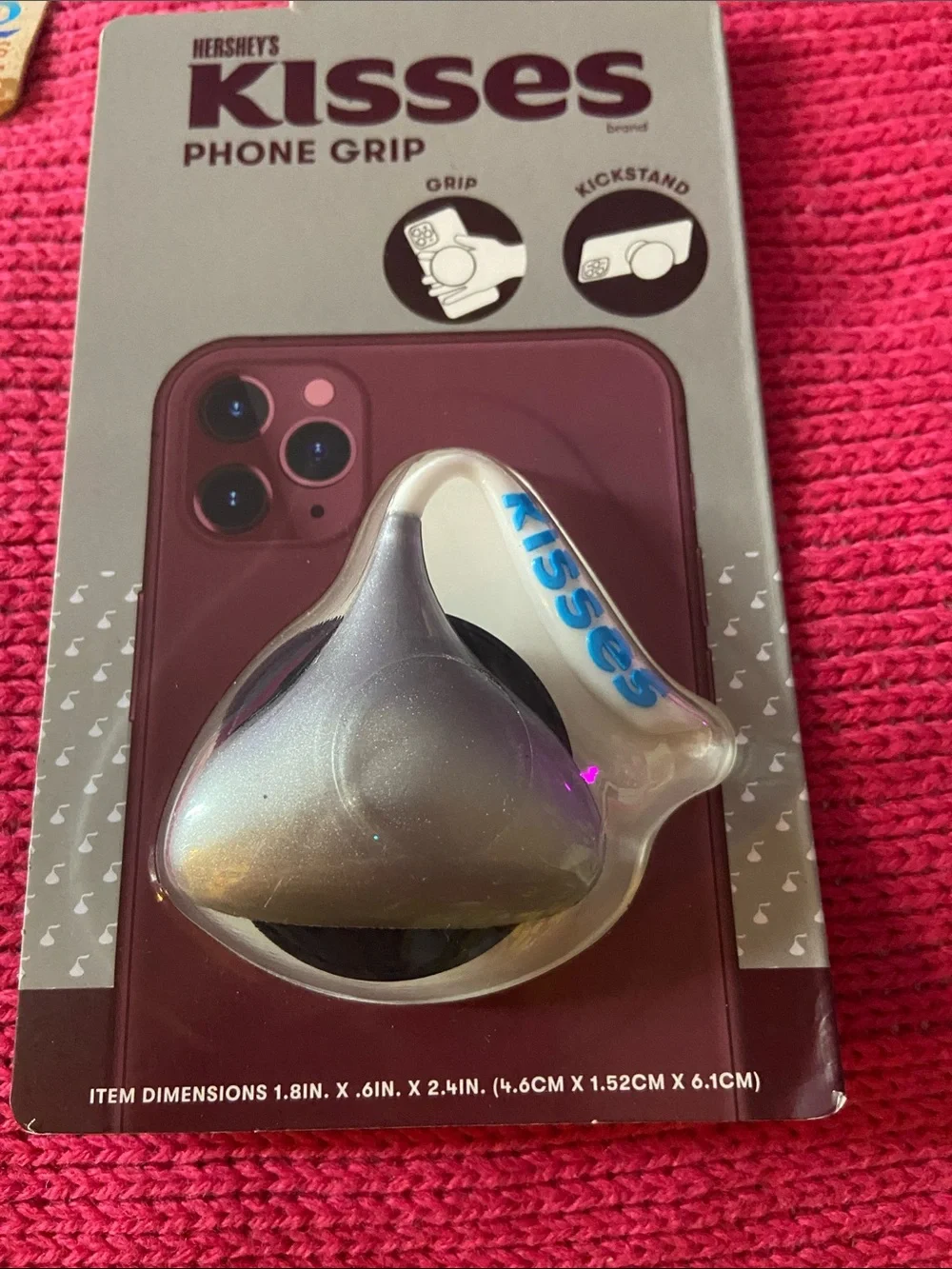 Kisses Silver Phone Grip and Kickstand